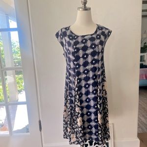 Anthropologie Maeve indigo lace up swing dress